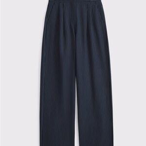 Abercrombie & Fitch Curve Love Sloane Tailored Pants - Navy Pinstripe